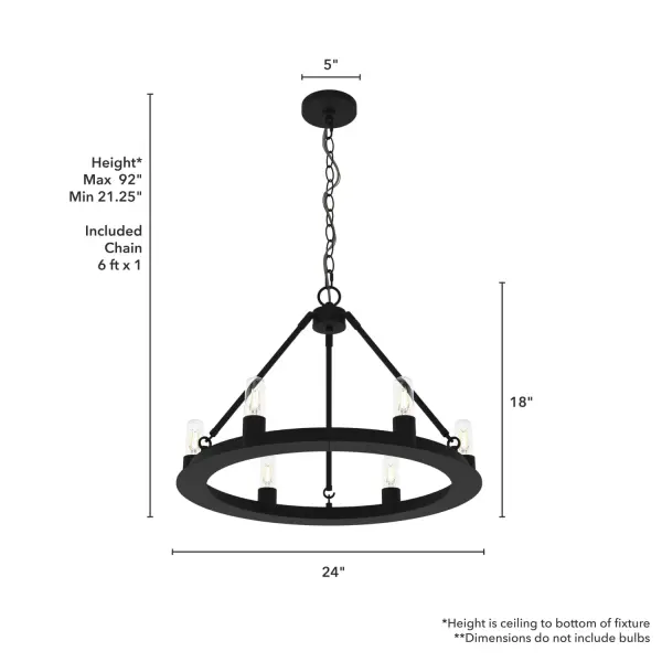 Saddlewood 6-Light Round Chandelier in Natural Black Iron - Image 4