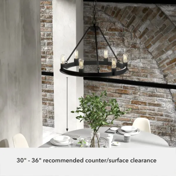 Saddlewood 6-Light Round Chandelier in Natural Black Iron - Image 5