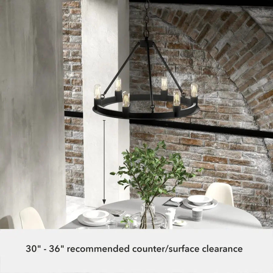 Saddlewood 6-Light Round Chandelier in Natural Black Iron - Image 5