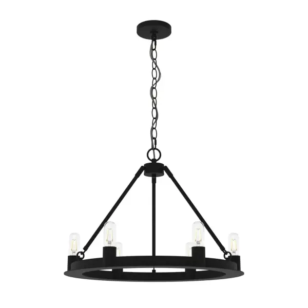 Saddlewood 6-Light Round Chandelier in Natural Black Iron - Image 7