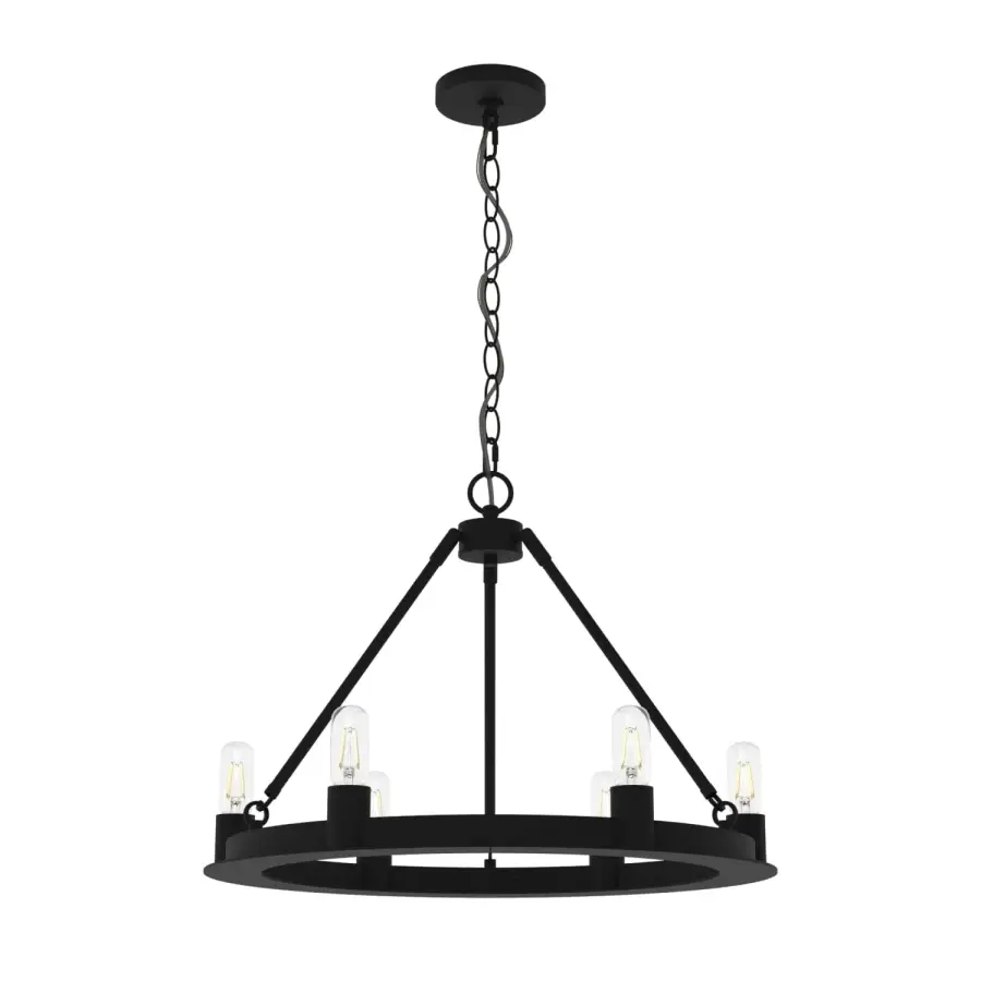 Saddlewood 6-Light Round Chandelier in Natural Black Iron - Image 7