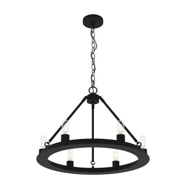 Saddlewood 6-Light Round Chandelier in Natural Black Iron - Image 8