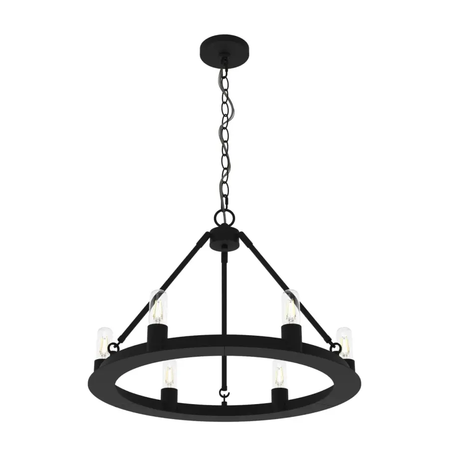 Saddlewood 6-Light Round Chandelier in Natural Black Iron - Image 8