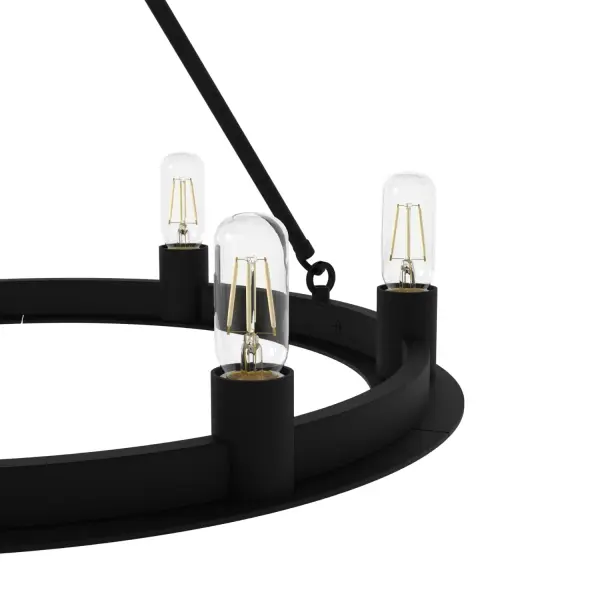 Saddlewood 6-Light Round Chandelier in Natural Black Iron - Image 9