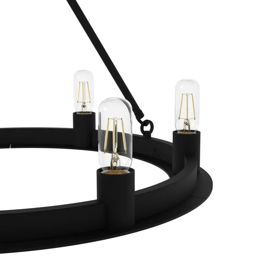 Saddlewood 6-Light Round Chandelier in Natural Black Iron - Image 9