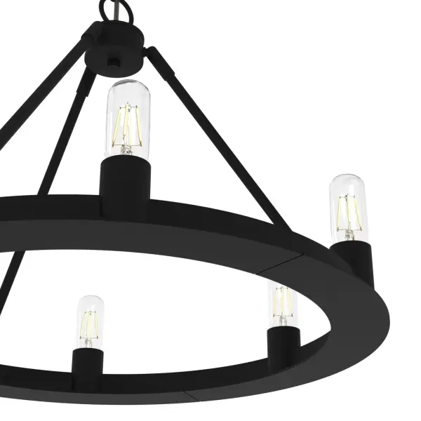 Saddlewood 6-Light Round Chandelier in Natural Black Iron - Image 10
