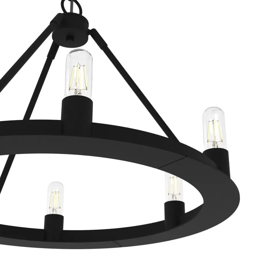 Saddlewood 6-Light Round Chandelier in Natural Black Iron - Image 10