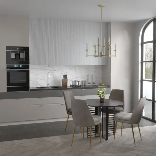 Elegant and dramatic. The Briargrove round spindle chandelier is a modern take on formal light fixtures. Its tall spindles are layered for a multi-tiered effect, giving ample opportunity for light and creating a look that's sure to make a statement in any of your rooms. Mix and match with other fixtures from this collection or from our ceiling fan designs. Rated for indoor use only Requires 8 E12 bulbs. Bulbs not included. MADE FOR INDOORS: For use in indoor spaces like kitchens, bedrooms, living rooms, dining rooms, and entryways. BULB RECOMMENDATION: Maximum 60 W per light bulb or equivalent LED bulb. Bulbs not included. PICTURED HERE: Match our image using B10 Candle light bulbs. CUSTOMIZABLE HANGING OPTIONS: With the minimum required downrod, the hanging length is 22 inches. When using all of the included downrod, the maximum hanging length is 60.5 inches. WARRANTY: One-year limited warranty backed by the trusted experts at Hunter. - alternate view