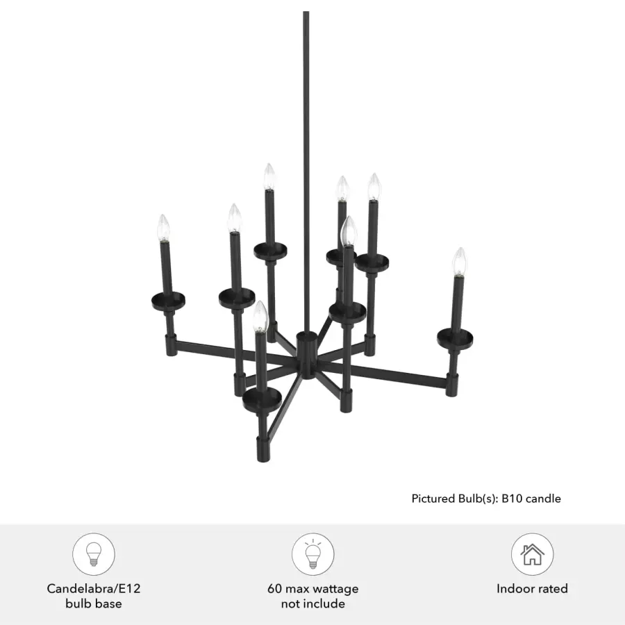 Briargrove Eight Light Chandelier in Matte Black - Image 3