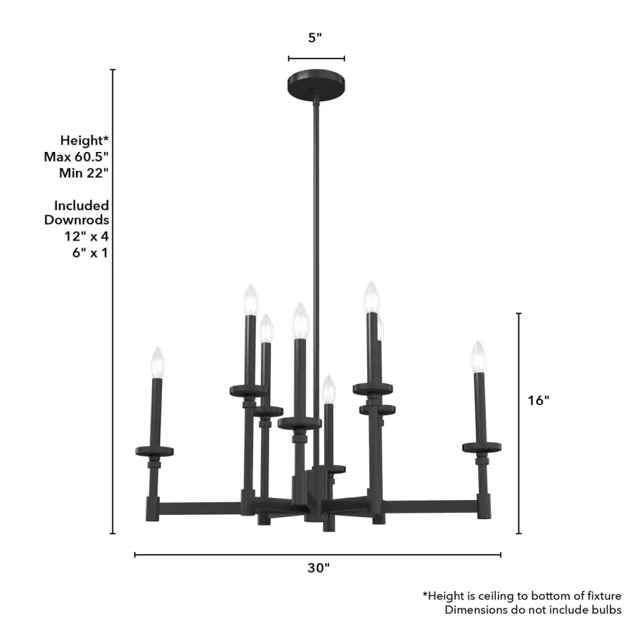 Briargrove Eight Light Chandelier in Matte Black - Image 4