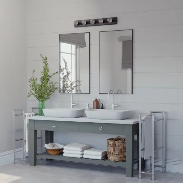 Donelson 5-Light Bathroom Vanity in Natural Black Iron - Image 2