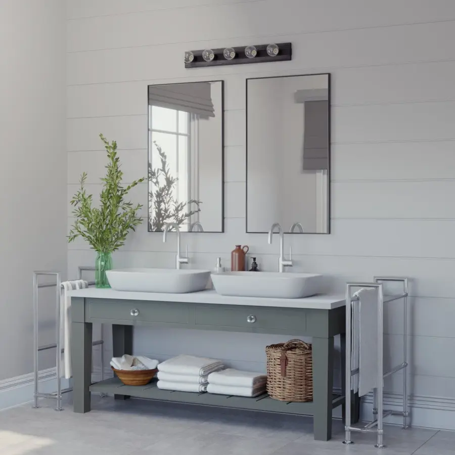 Donelson 5-Light Bathroom Vanity in Natural Black Iron - Image 2