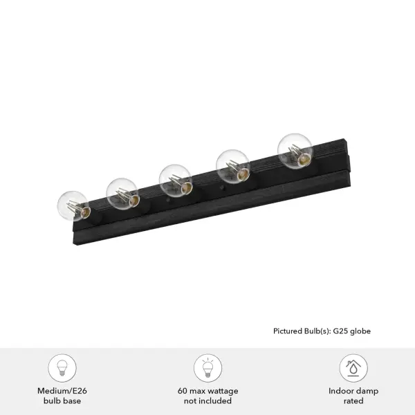 Donelson 5-Light Bathroom Vanity in Natural Black Iron - Image 3