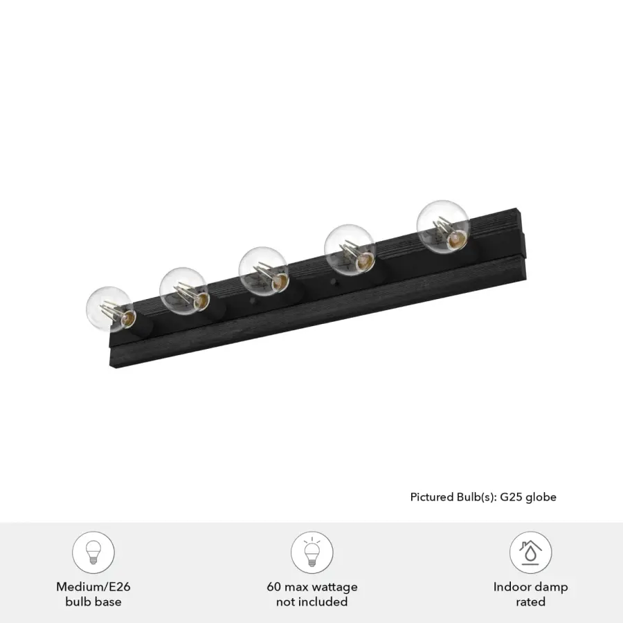 Donelson 5-Light Bathroom Vanity in Natural Black Iron - Image 3