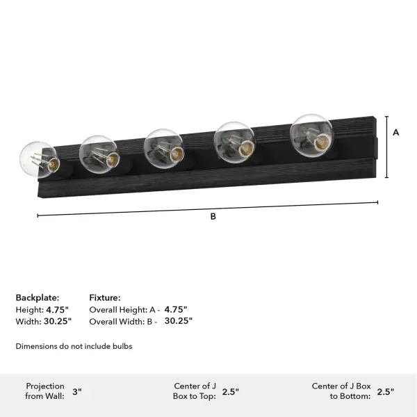Donelson 5-Light Bathroom Vanity in Natural Black Iron - Image 4