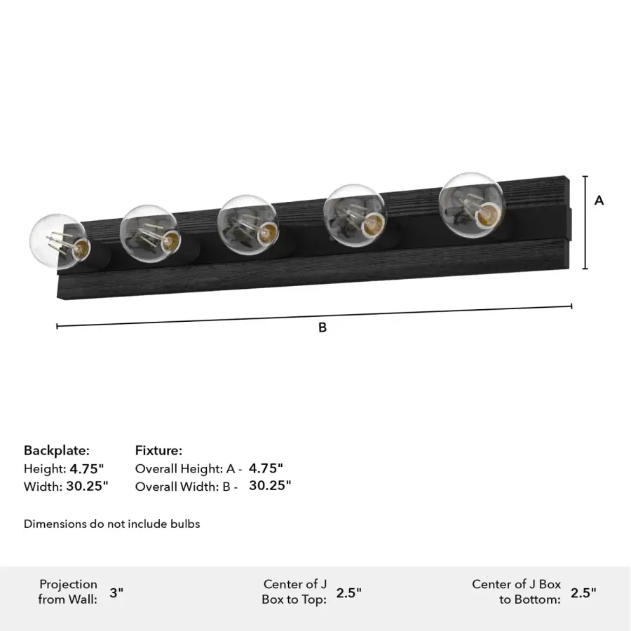 Donelson 5-Light Bathroom Vanity in Natural Black Iron - Image 4