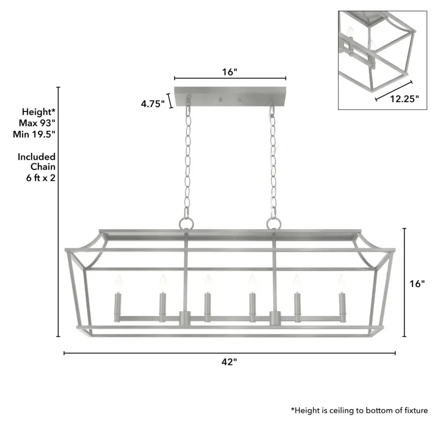 Laurel Ridge 6-Light Linear Chandelier in Brushed Nickel - Image 12