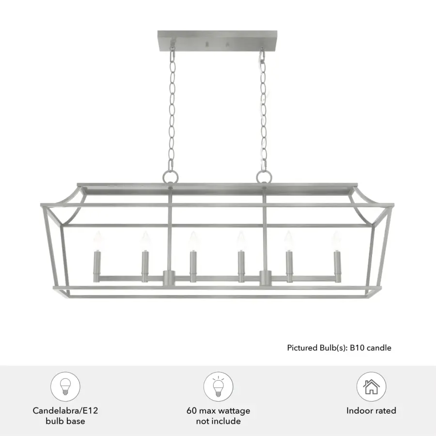 Laurel Ridge 6-Light Linear Chandelier in Brushed Nickel - Image 9