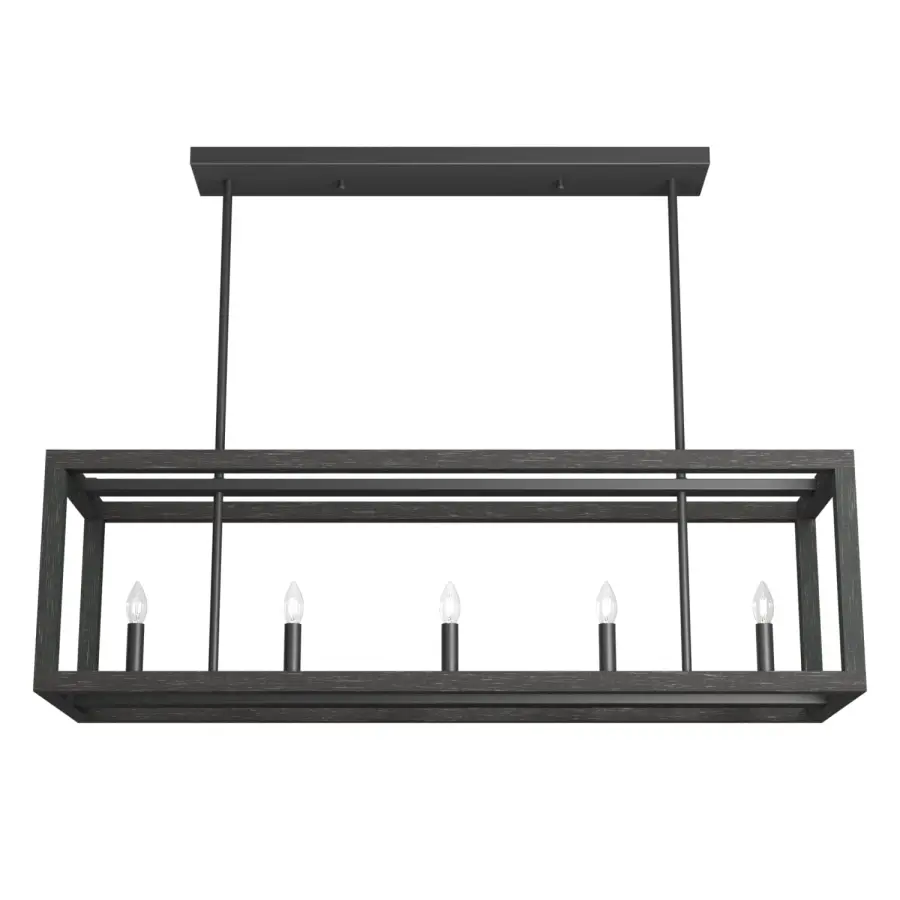 Squire Manor Five Light Linear Chandelier in Matte Black - Image 12