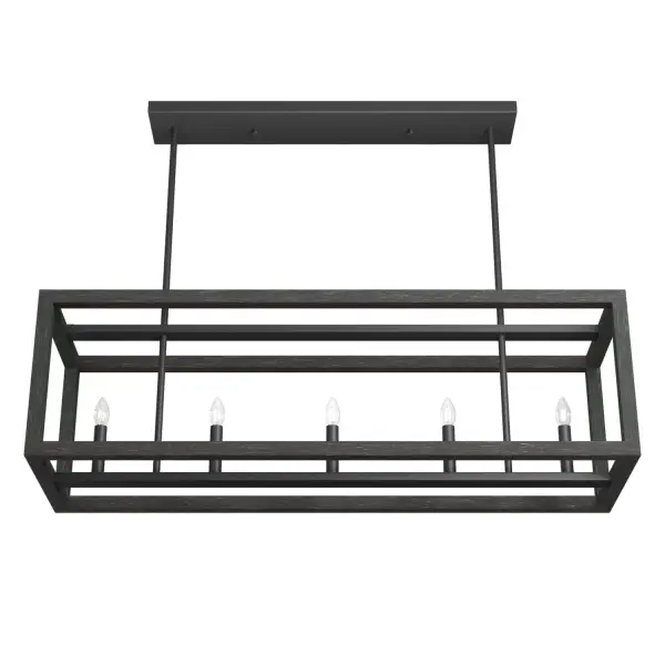 Squire Manor Five Light Linear Chandelier in Matte Black - Image 14