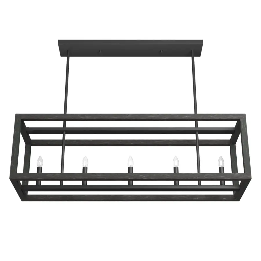 Squire Manor Five Light Linear Chandelier in Matte Black - Image 14