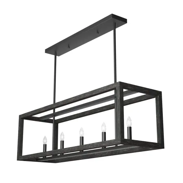 Squire Manor Five Light Linear Chandelier in Matte Black - Image 16