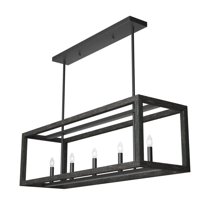 Squire Manor Five Light Linear Chandelier in Matte Black - Image 16