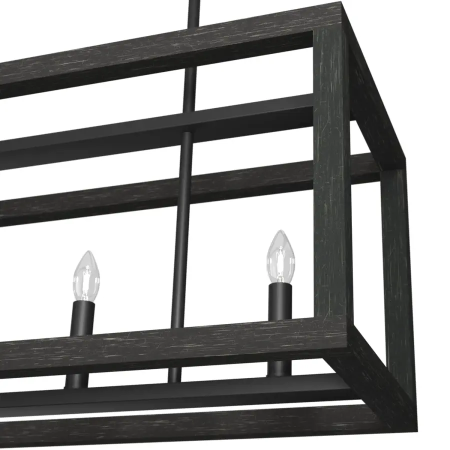 Squire Manor Five Light Linear Chandelier in Matte Black - Image 18