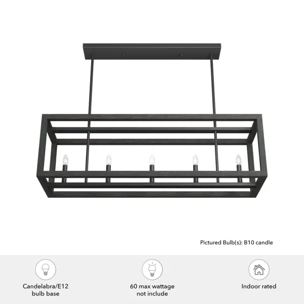 Squire Manor Five Light Linear Chandelier in Matte Black - Image 5