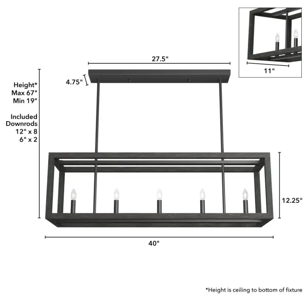 Squire Manor Five Light Linear Chandelier in Matte Black - Image 7