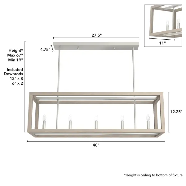Squire Manor Five Light Linear Chandelier in Matte Black - Image 8