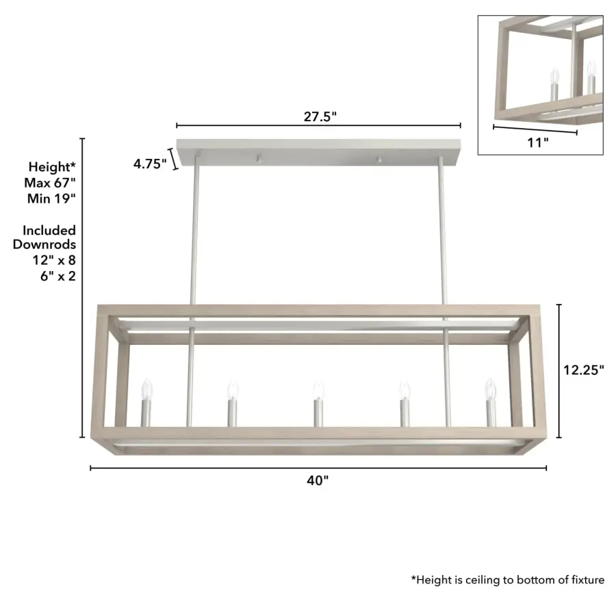 Squire Manor Five Light Linear Chandelier in Matte Black - Image 8