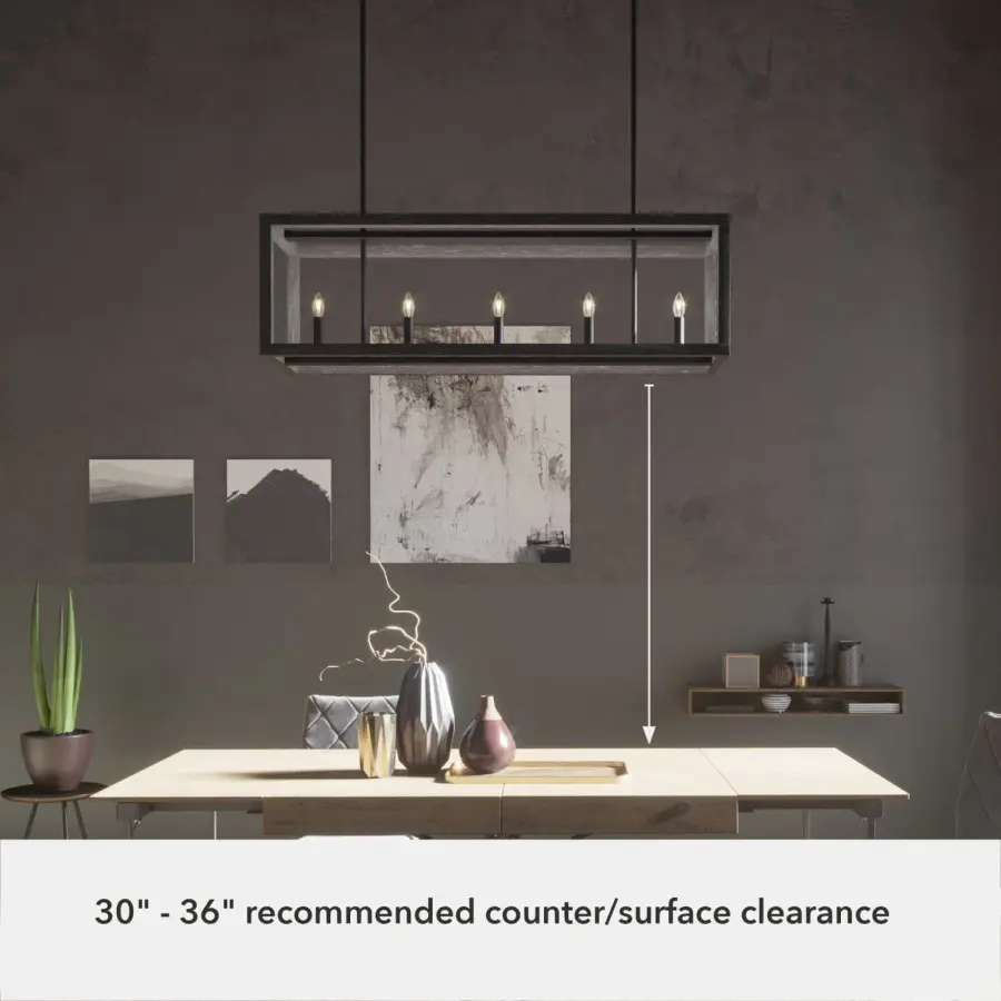Squire Manor Five Light Linear Chandelier in Matte Black - Image 9