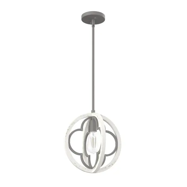 Victorian and European design influences come together for a breathtaking look. Featuring a beautiful quatrefoil design coupled with distressed finishes, the Gablecrest pendant light has a soft and authentic look perfect for French country style or farmhouse style spaces. For those who like all-in-one options, convert this pendant into a semi-flush mount light to meet your space's needs and keep a cohesive look. Rated for indoor use only Requires 1 E26 bulbs. Bulbs not included. MADE FOR INDOORS: For use in indoor spaces like kitchens, bedrooms, living rooms, dining rooms, and entryways. BULB RECOMMENDATION: Maximum 60 W per light bulb or equivalent LED bulb. Bulbs not included. PICTURED HERE: Match our image using ST64 Edison light bulbs. CUSTOMIZABLE HANGING OPTIONS: With the minimum required downrod, the hanging length is 13.5 inches. When using all of the included downrod, the maximum hanging length is 69.5 inches. WARRANTY: One-year limited warranty backed by the trusted experts at Hunter.