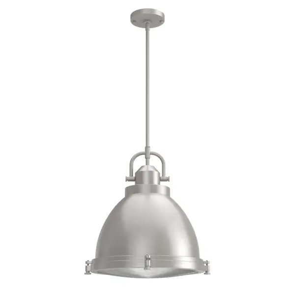 The Bridgemoor oversized pendant light makes an impact. The rustic hardware detailing gives this modern industrial pendant light an authentic and warm aesthetic, perfect for farmhouse style and other casual spaces. With a robust diameter and sockets, this extra-large pendant's style and light output are industrial-sized. Mix and match with other fixtures from this collection or from our ceiling fan designs. Rated for indoor use only Requires 3 E26 bulbs. Bulbs not included. MADE FOR INDOORS: For use in indoor spaces like kitchens, bedrooms, living rooms, dining rooms, and entryways. BULB RECOMMENDATION: Maximum 60 W per light bulb or equivalent LED bulb. Bulbs not included. CUSTOMIZABLE HANGING OPTIONS: With the minimum required downrod, the hanging length is 27 inches. When using all of the included downrod, the maximum hanging length is 75 inches. WARRANTY: One-year limited warranty backed by the trusted experts at Hunter.