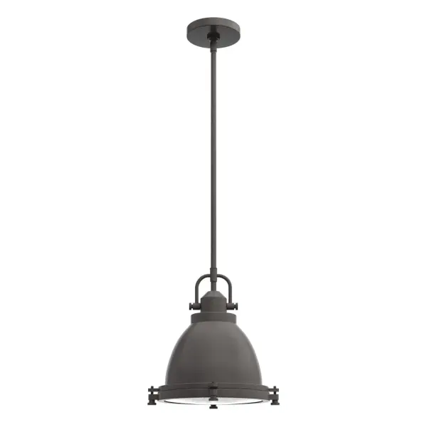 The Bridgemoor pendant light's authentic design is what your modern industrial and farmhouse-style spaces demand. The rustic hardware detailing gives this modern industrial pendant light a warm aesthetic. The dome shape is accented by clear, holophane glass that creates a stunning effect and ample light output. Mix and match with other fixtures from this collection or from our ceiling fan designs. Rated for indoor use only Requires 1 E26 bulbs. Bulbs not included. MADE FOR INDOORS: For use in indoor spaces like kitchens, bedrooms, living rooms, dining rooms, and entryways. BULB RECOMMENDATION: Maximum 60 W per light bulb or equivalent LED bulb. Bulbs not included. CUSTOMIZABLE HANGING OPTIONS: With the minimum required downrod, the hanging length is 20.5 inches. When using all of the included downrod, the maximum hanging length is 68.5 inches. WARRANTY: One-year limited warranty backed by the trusted experts at Hunter.