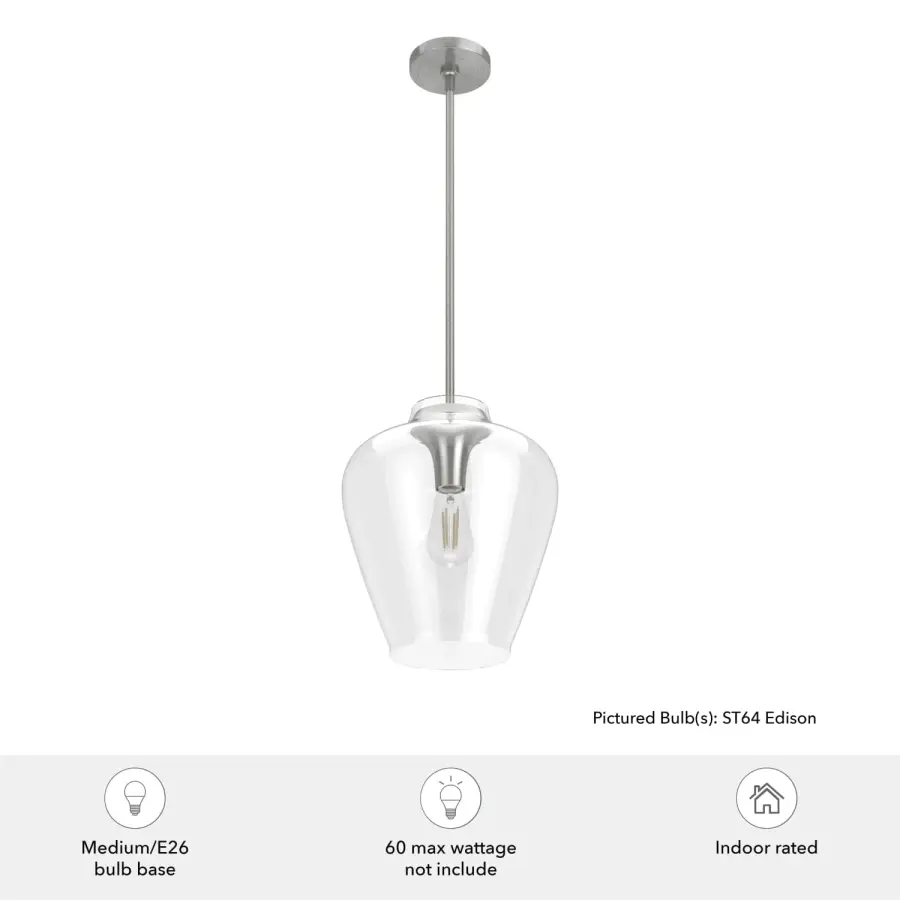 Vidria One Light Pendant in Brushed Nickel - Image 9