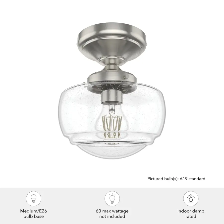 Saddle Creek One Light Semi-Flush Mount in Brushed Nickel - Image 3