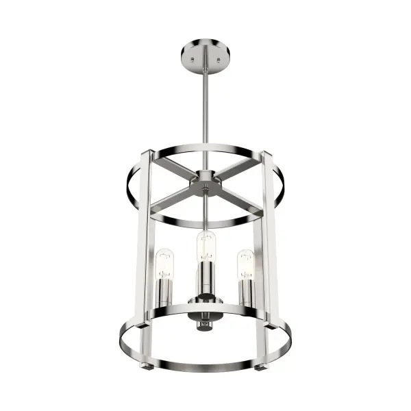 Add a layer of refined style to your space with the Astwood 4 Light Chandelier. This round chandelier blends clean lines and subtle art deco-inspired caged detailing for a timeless, versatile look. Whether styled in a dining area, foyer, or open-concept layout, the Astwood's balanced design complements both modern and transitional aesthetics. Its thoughtful construction and elevated finish options bring a curated, sophisticated feel to any room. Rated for indoor use only Requires 4 E26 bulbs. Bulbs not included. Down Mount Only Includes (4) 12 inch stems and (1) 6 inch stems. MADE FOR INDOORS: For use in indoor spaces like kitchens, bedrooms, living rooms, dining rooms, and entryways. BULB RECOMMENDATION: Maximum 60 W per light bulb or equivalent LED bulb. Bulbs not included. PICTURED HERE: Match our image using ST64 Edison light bulbs. COORDINATING COLLECTION: Works with Astwood ceiling fan collection CUSTOMIZABLE HANGING OPTIONS: With the minimum required downrod, the hanging length is 25.5 inches. When using all of the included downrods, the maximum hanging length is 73.5 inches. WARRANTY: One-year limited warranty backed by the trusted experts at Hunter. - alternate view