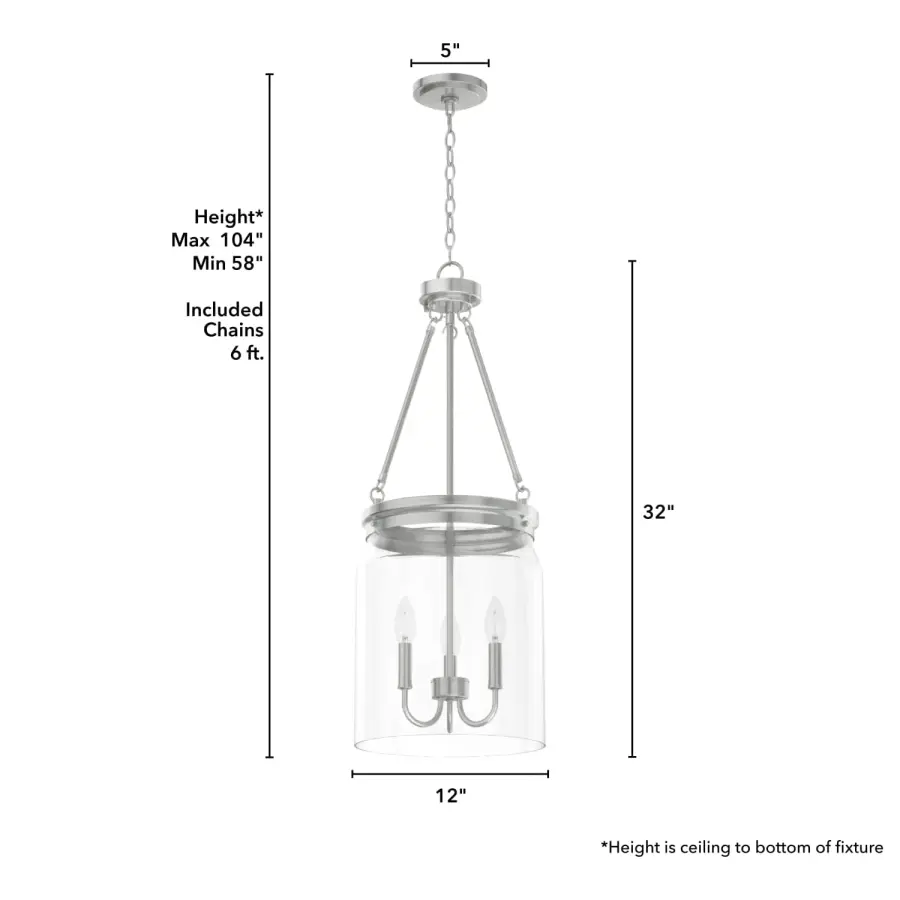 Devon Park Three Light Pendant in Brushed Nickel - Image 7