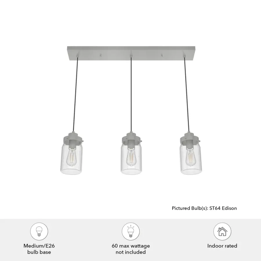 Devon Park Three Light Linear Pendant in Onyx Bengal - Image 5