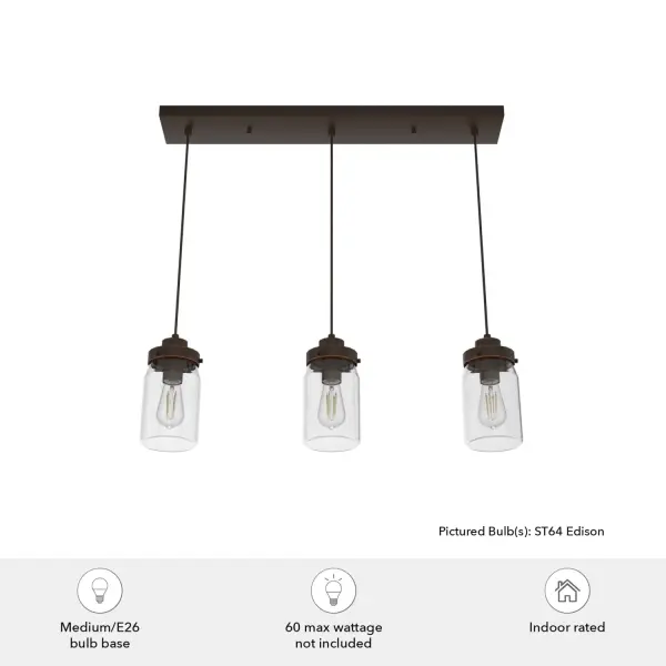 Devon Park Three Light Linear Pendant in Onyx Bengal - Image 6