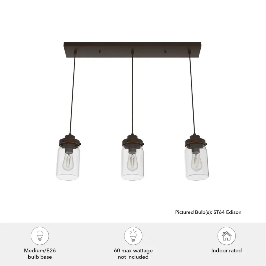 Devon Park Three Light Linear Pendant in Onyx Bengal - Image 6