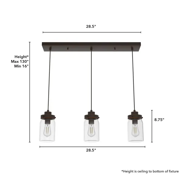 Devon Park Three Light Linear Pendant in Onyx Bengal - Image 8
