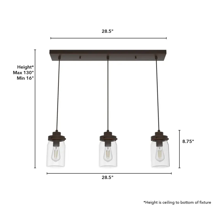 Devon Park Three Light Linear Pendant in Onyx Bengal - Image 8
