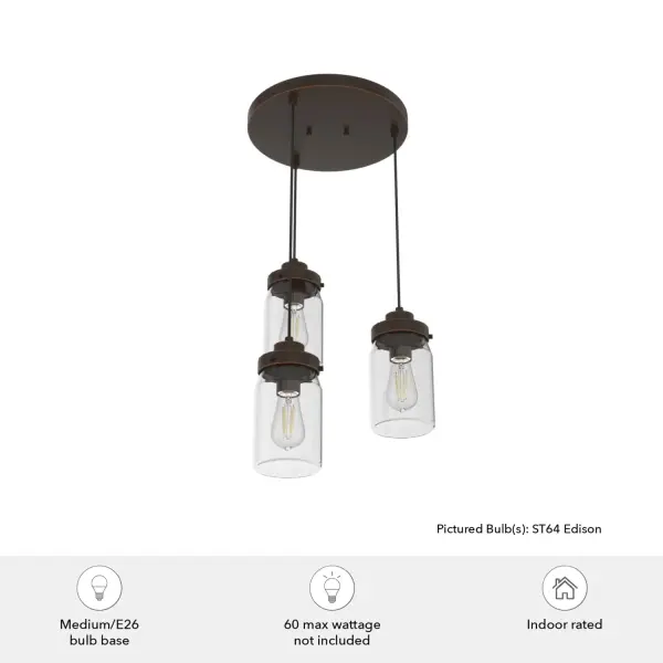 Devon Park Three Light Pendant in Onyx Bengal - Image 5