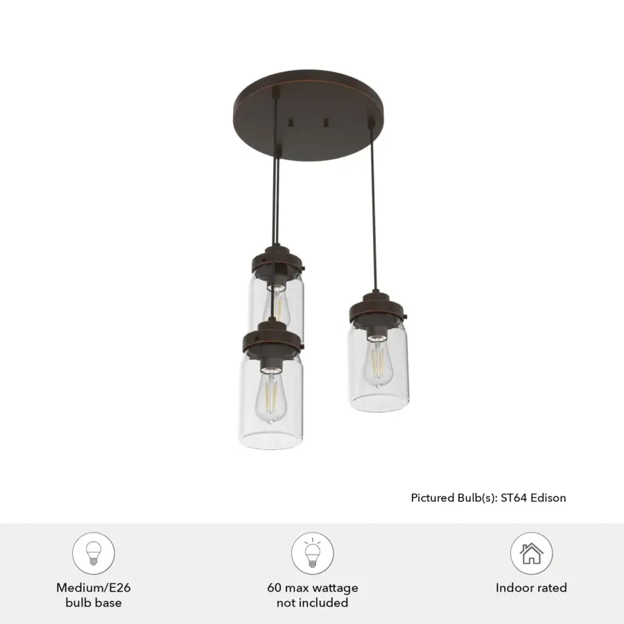 Devon Park Three Light Pendant in Onyx Bengal - Image 5