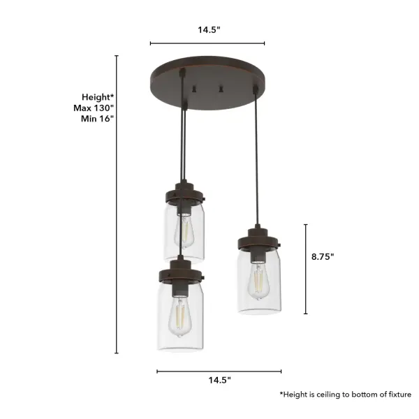 Devon Park Three Light Pendant in Onyx Bengal - Image 7