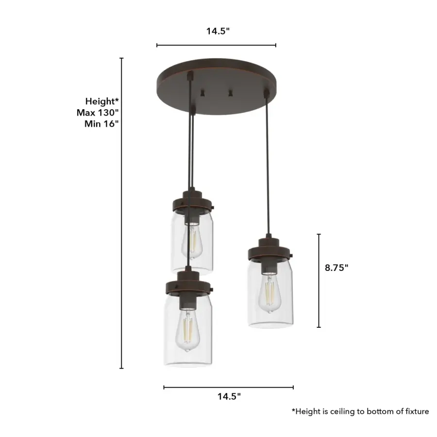 Devon Park Three Light Pendant in Onyx Bengal - Image 7