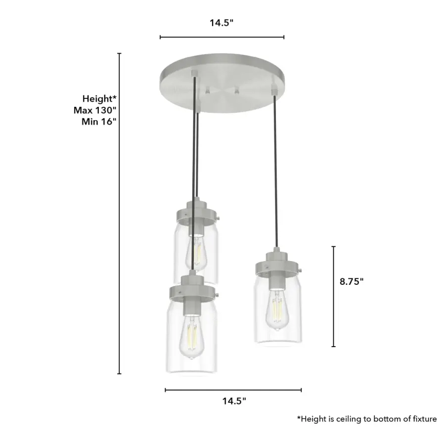 Devon Park Three Light Pendant in Onyx Bengal - Image 8